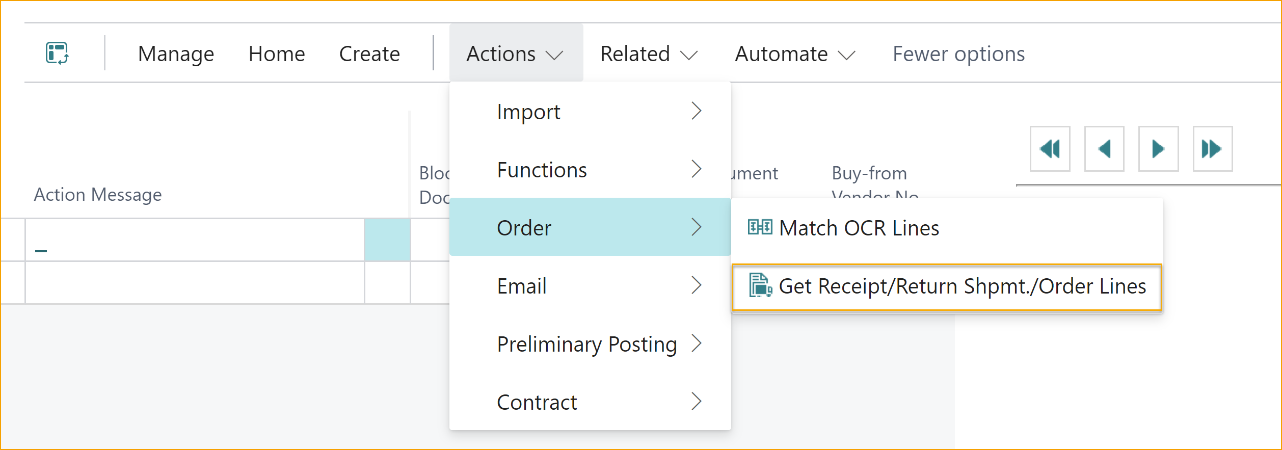 Diario de Importación de ExFlow - Obtener Líneas de Recibo/Devolución de Envío/Orden