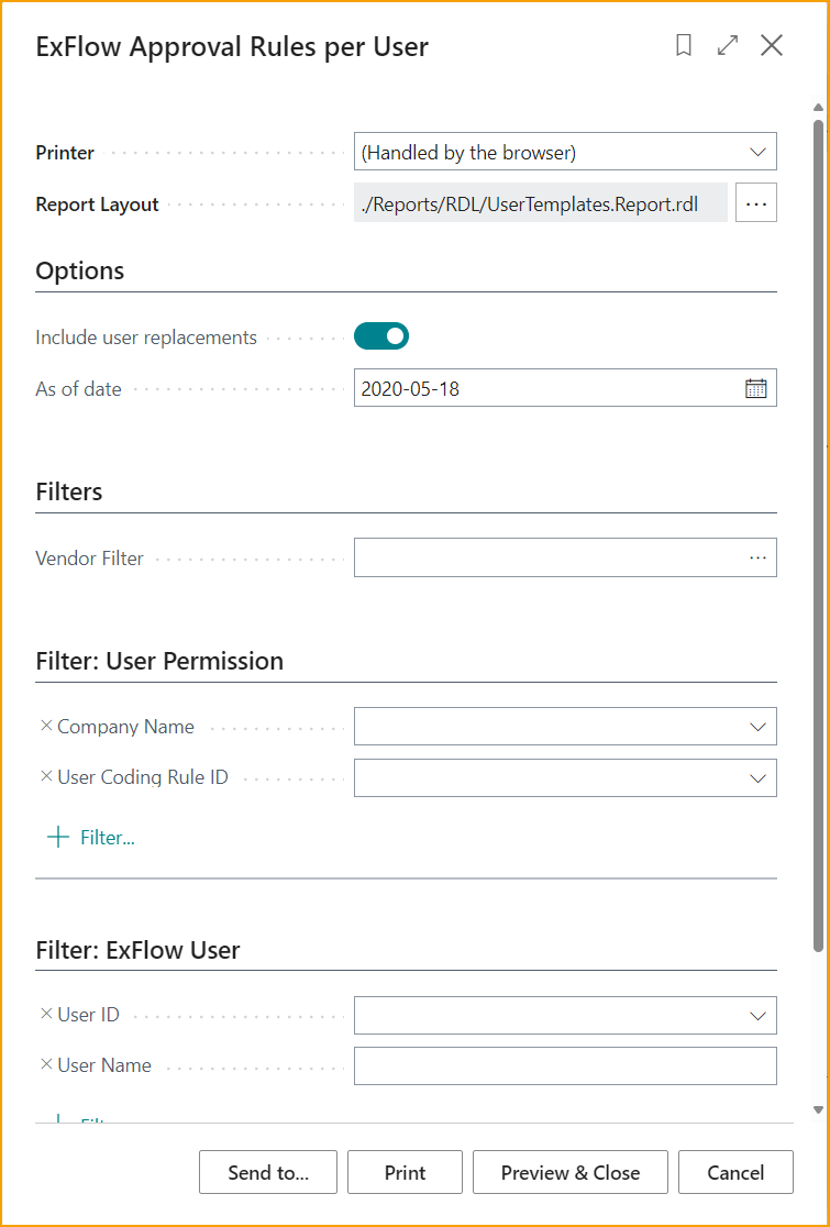 Informe - Reglas de Aprobación de ExFlow por Usuario