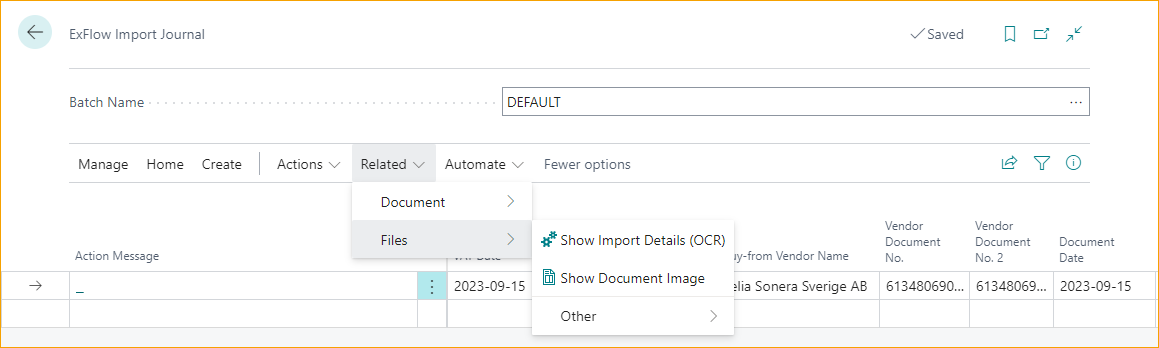 Diario de Importación de ExFlow - Archivos