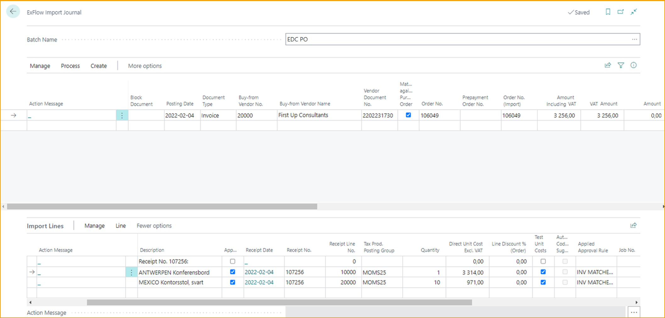 Diario de Importación de ExFlow - Prepago