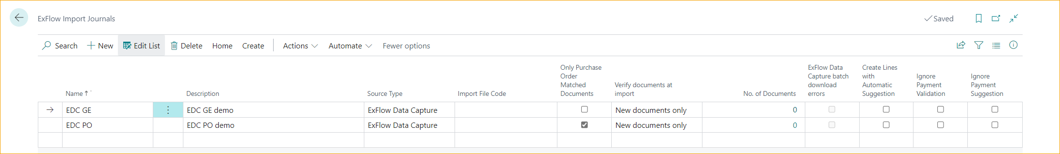 Diarios de Importación de ExFlow