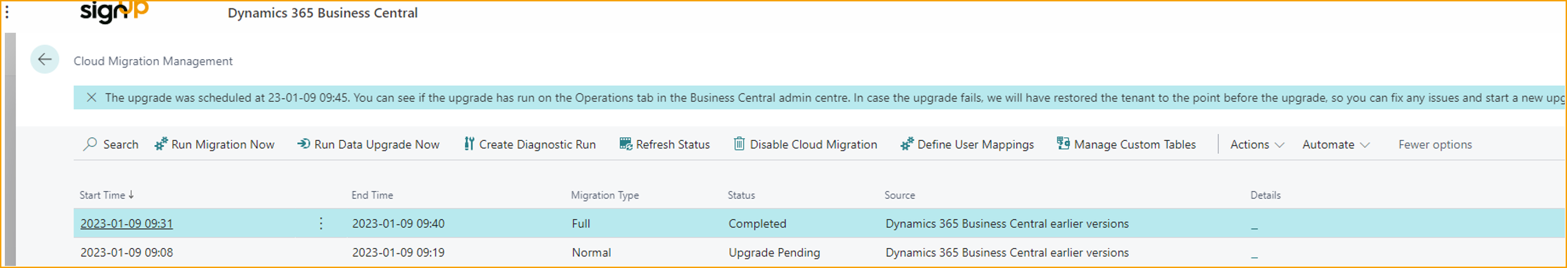 Actualizar y migrar datos de ExFlow