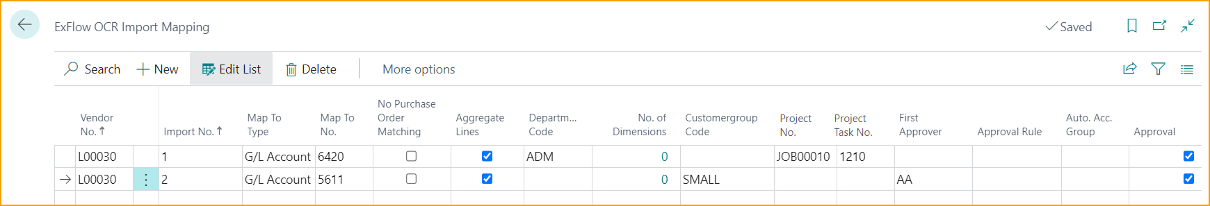 Mapeo de Importación OCR de ExFlow