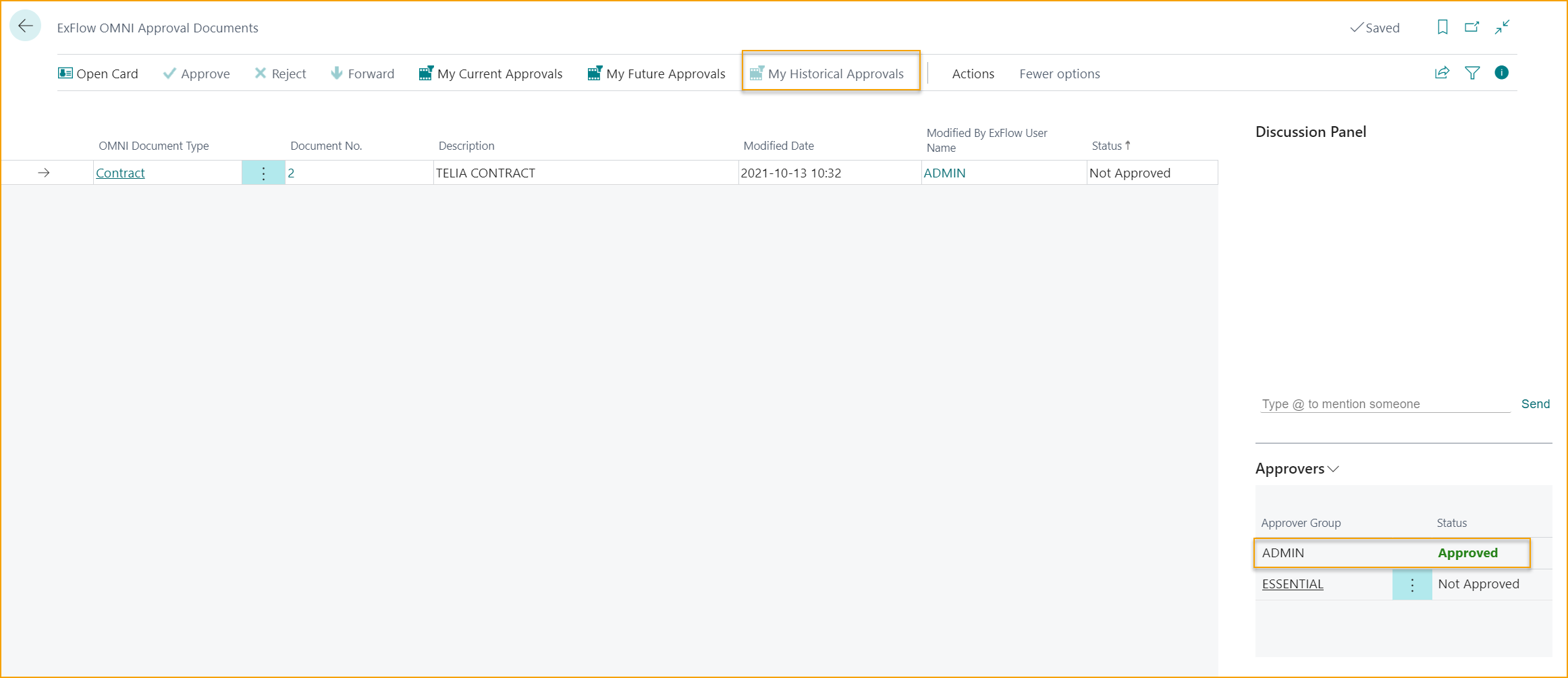 Documentos de Aprobación OMNI de ExFlow - Mis Aprobaciones Históricas