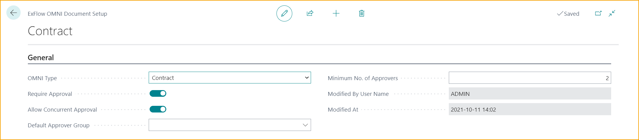 Configuración de Documentos OMNI de ExFlow - Contrato