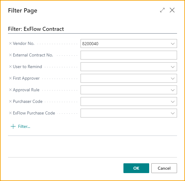 Regla de Aprobación OMNI de ExFlow - Página de Filtros