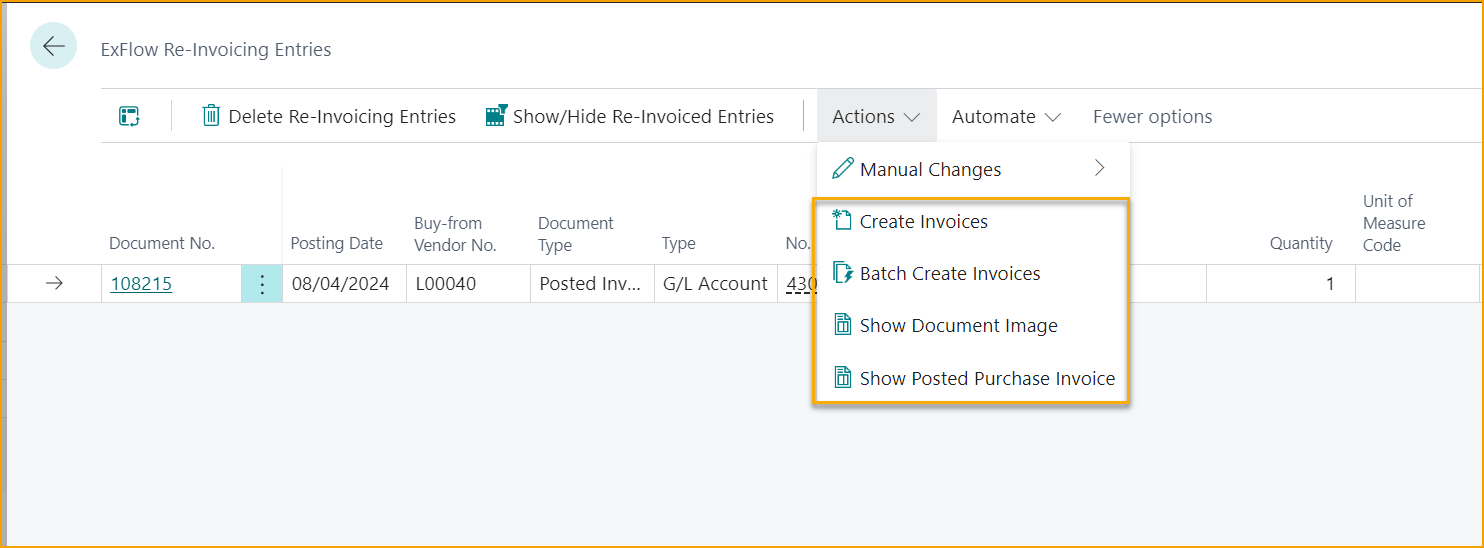 Entradas de Re-Facturación de ExFlow