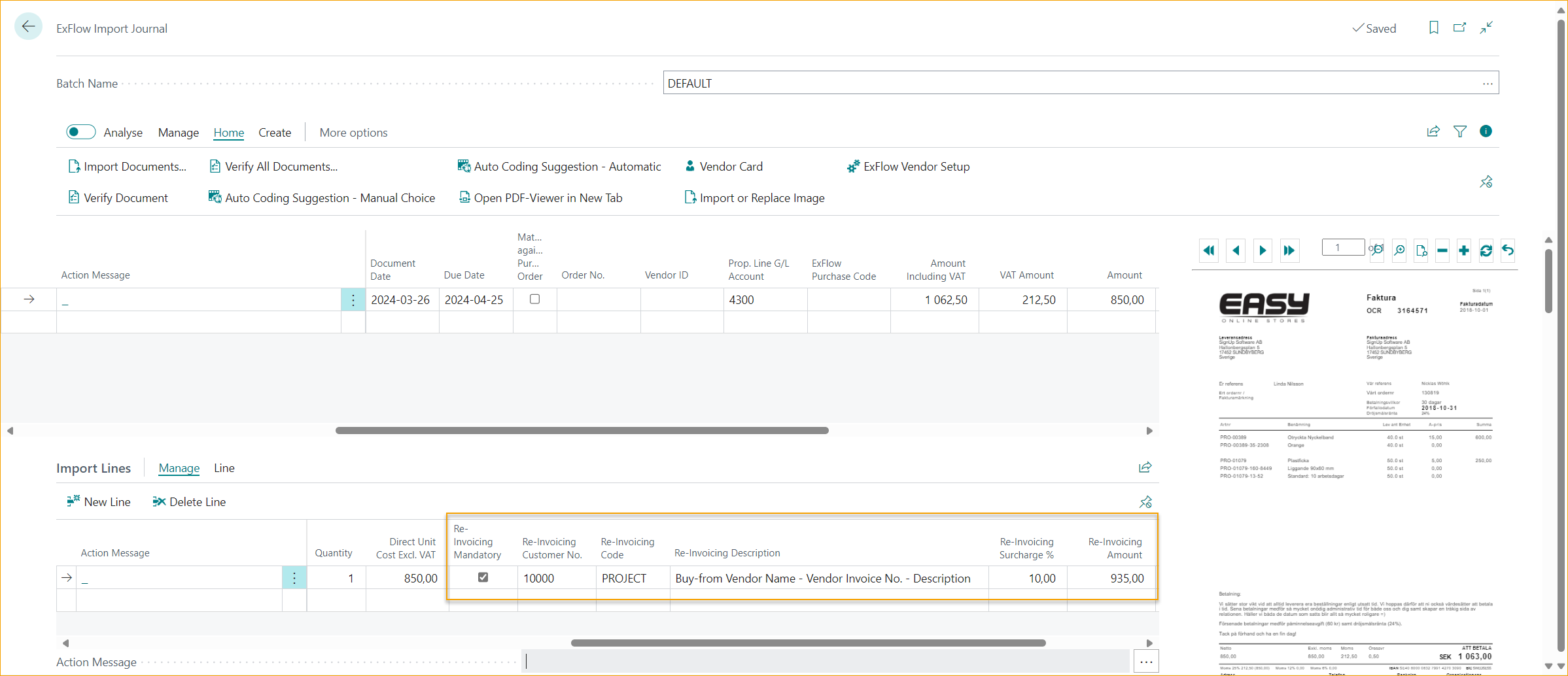 Diario de Importación de ExFlow