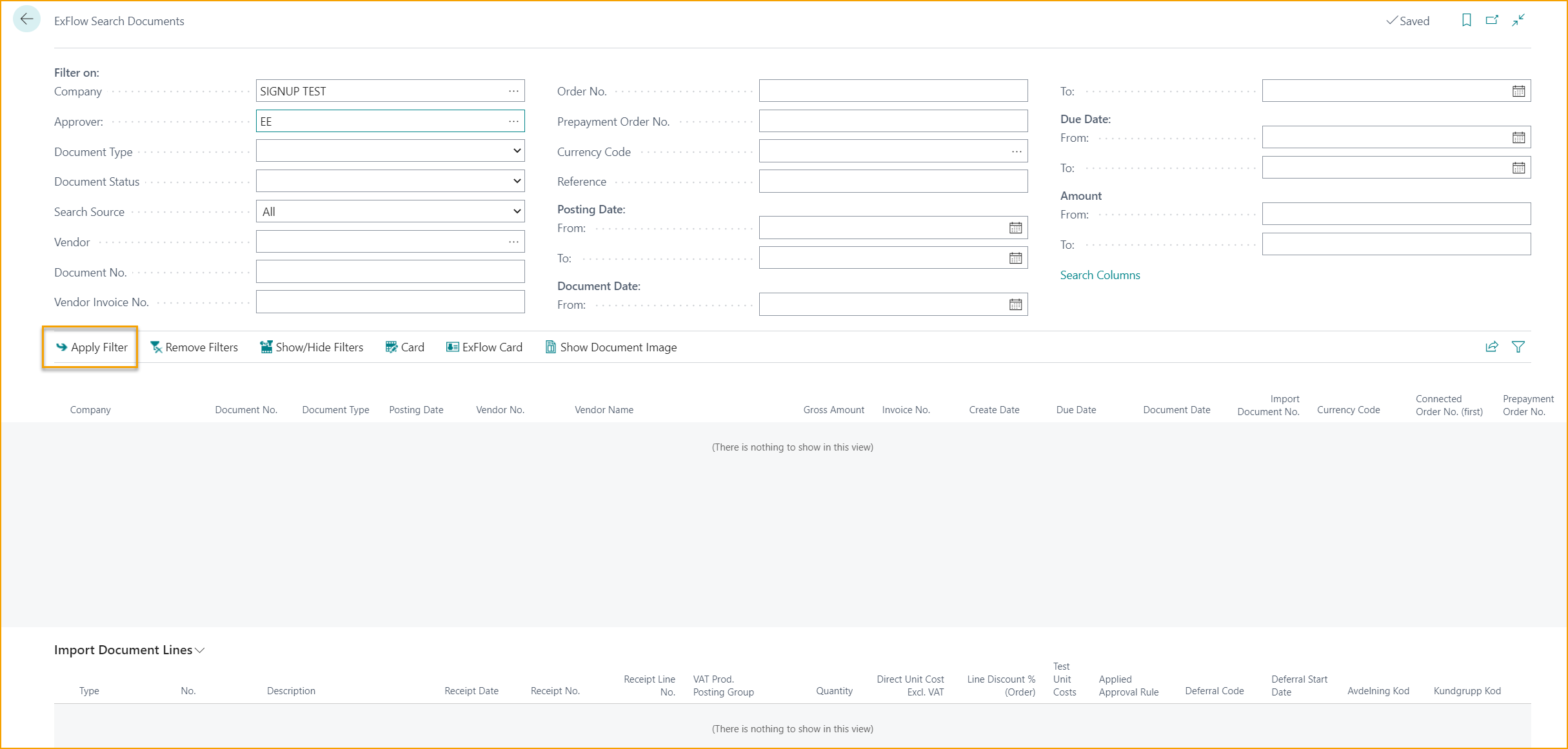 Buscar Documentos de ExFlow - Aplicar Filtro