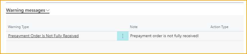 Diario de Importación de ExFlow - Mensaje de advertencia para órdenes de prepago del 100 % parcialmente coincidentes